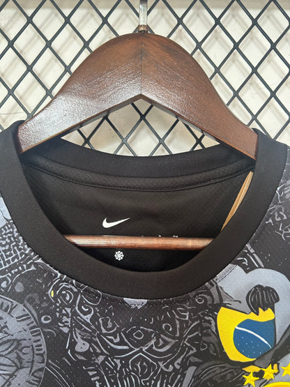 2024 Brazil Special Edition Jesus Black Gray Soccer Kit