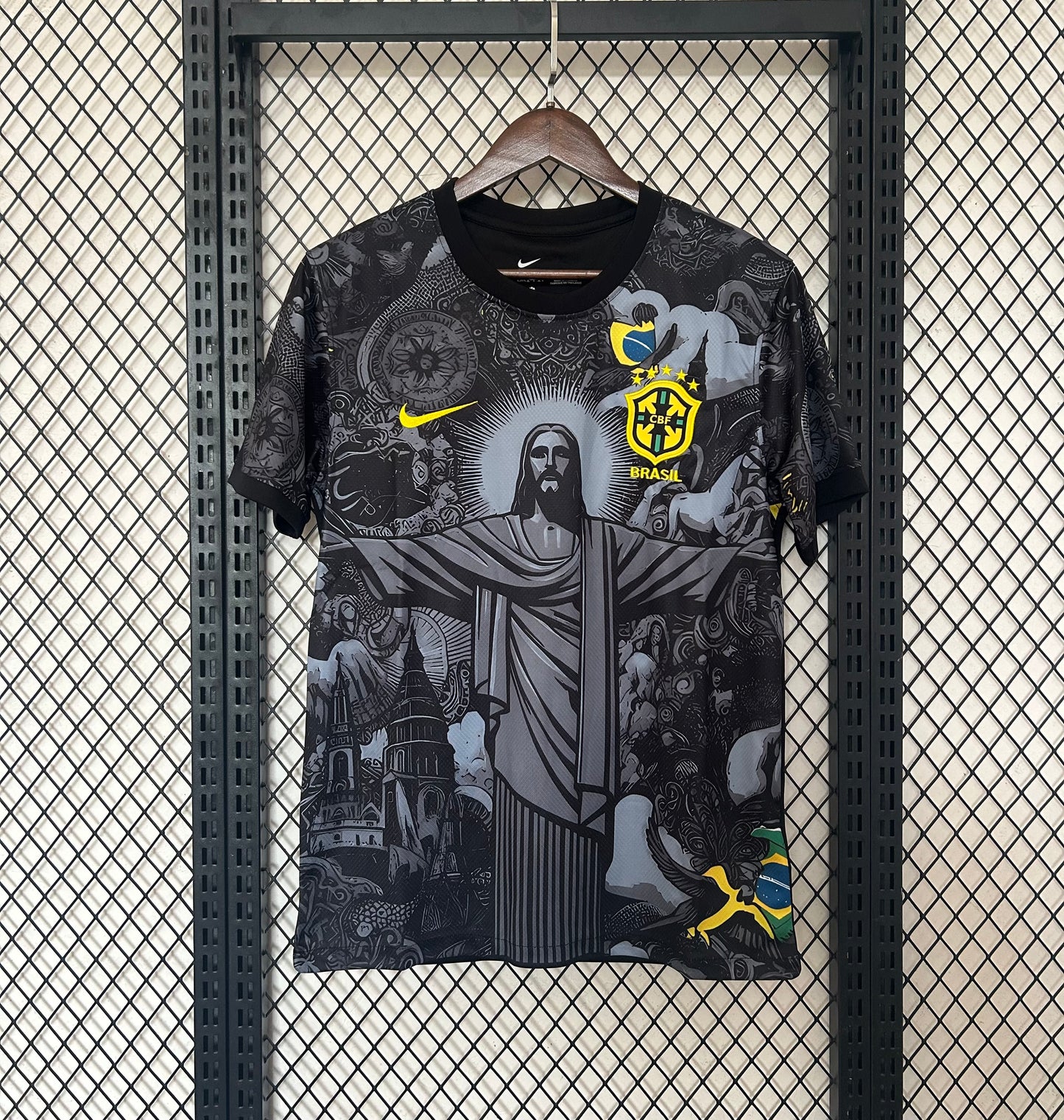 2024 Brazil Special Edition Jesus Black Gray Soccer Kit