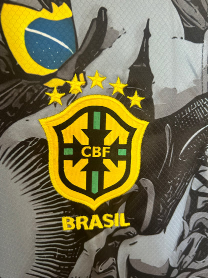 2024 Brazil Special Edition Jesus Black Gray Soccer Kit